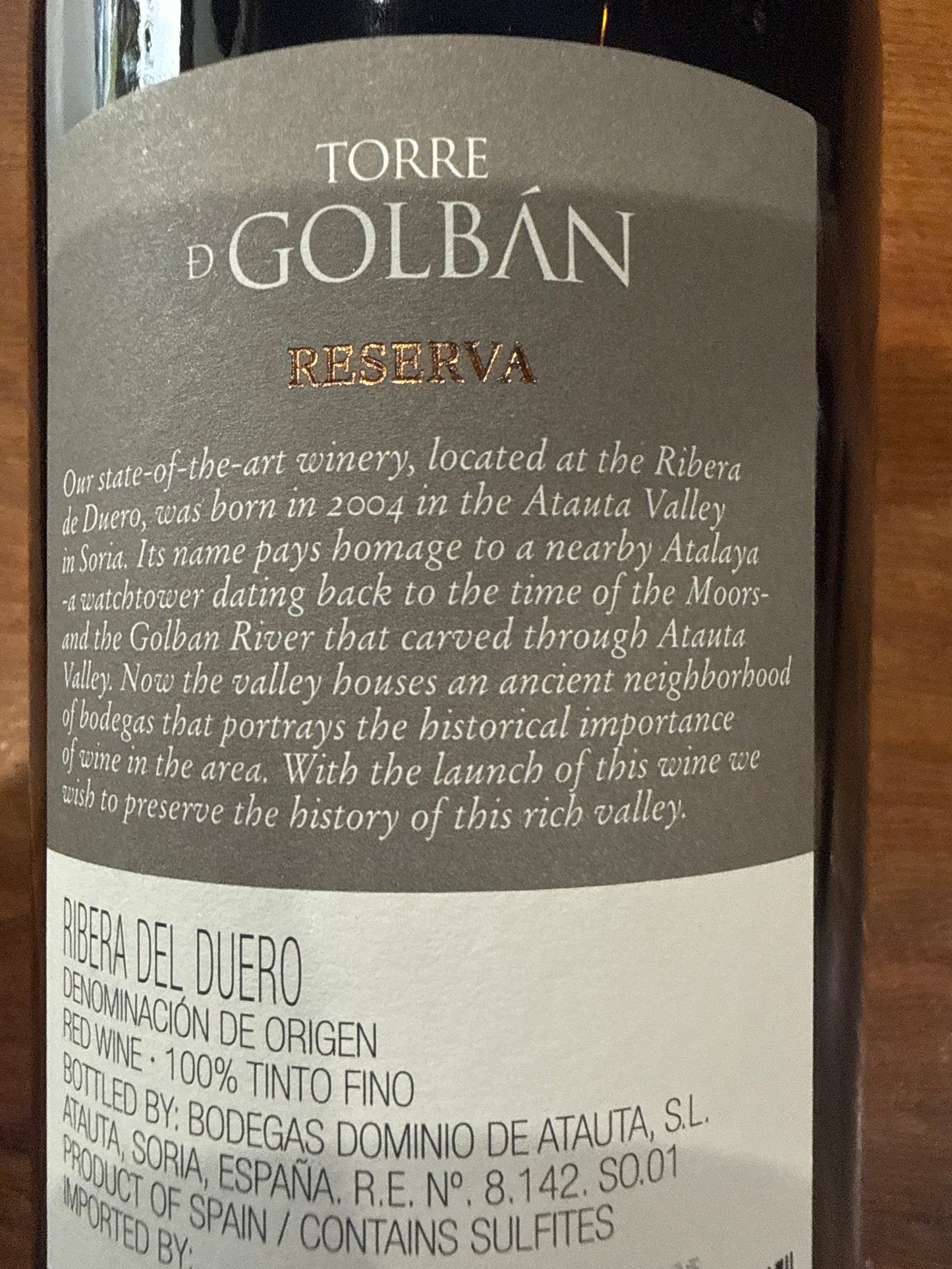Dominio de Atauta Torre De Golbán Reserva Tempranillo (2019)