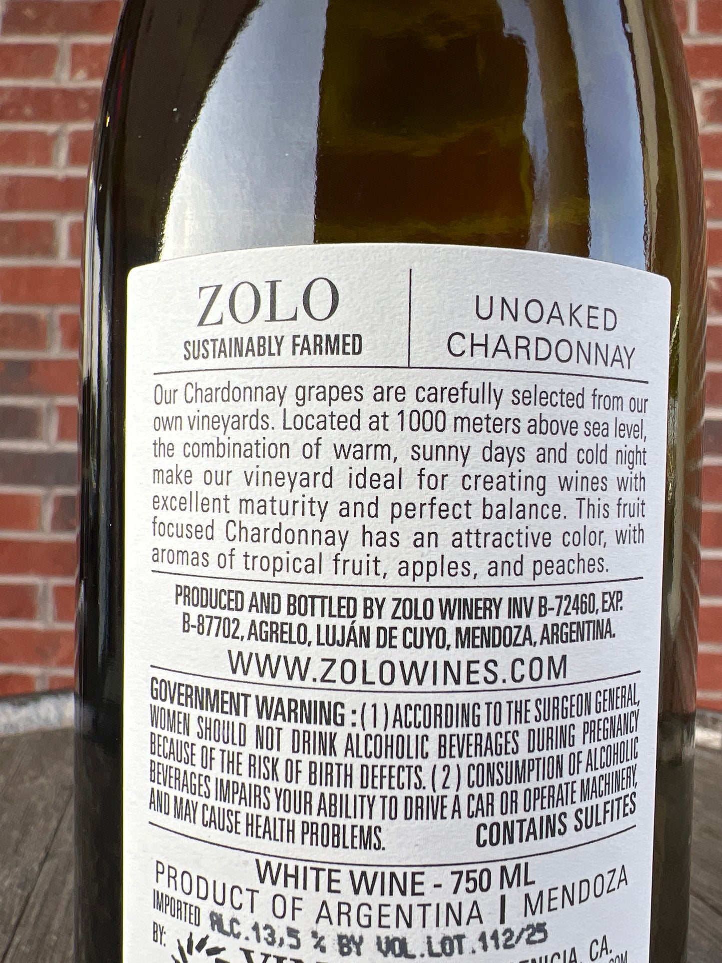Zolo Chardonnay (unoaked) *