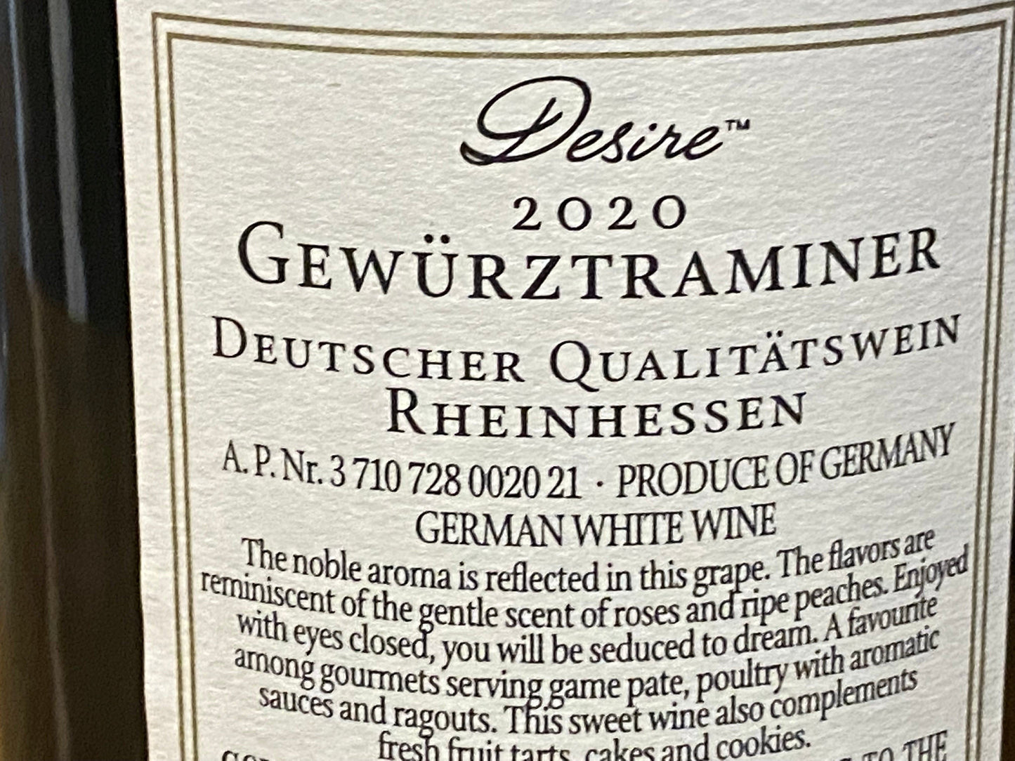 Desire Gewurstraminer “2020” - Your Wine Stop - Denver, NC
