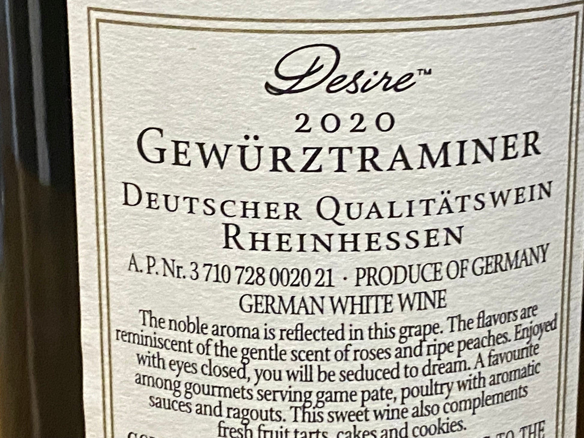 Desire Gewurstraminer “2020” - Your Wine Stop   -   Denver, NC