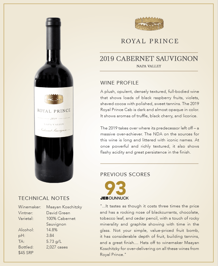 Royal Prince Cabernet Sauvignon (2019) - Your Wine Stop - Denver, NC