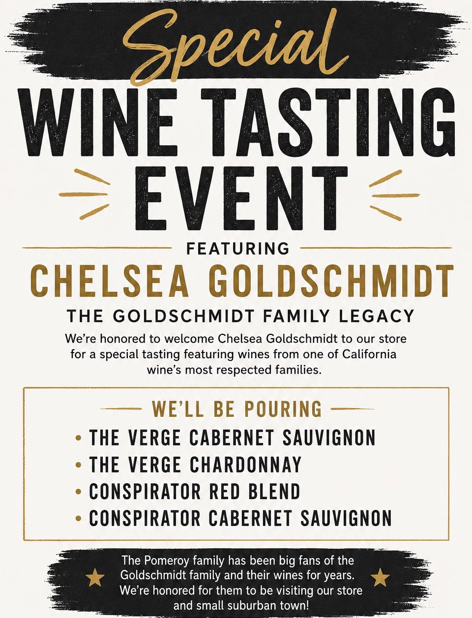 Chelsea Goldschmidt Wine Tasting (6/2 at 6PM Denver Location)