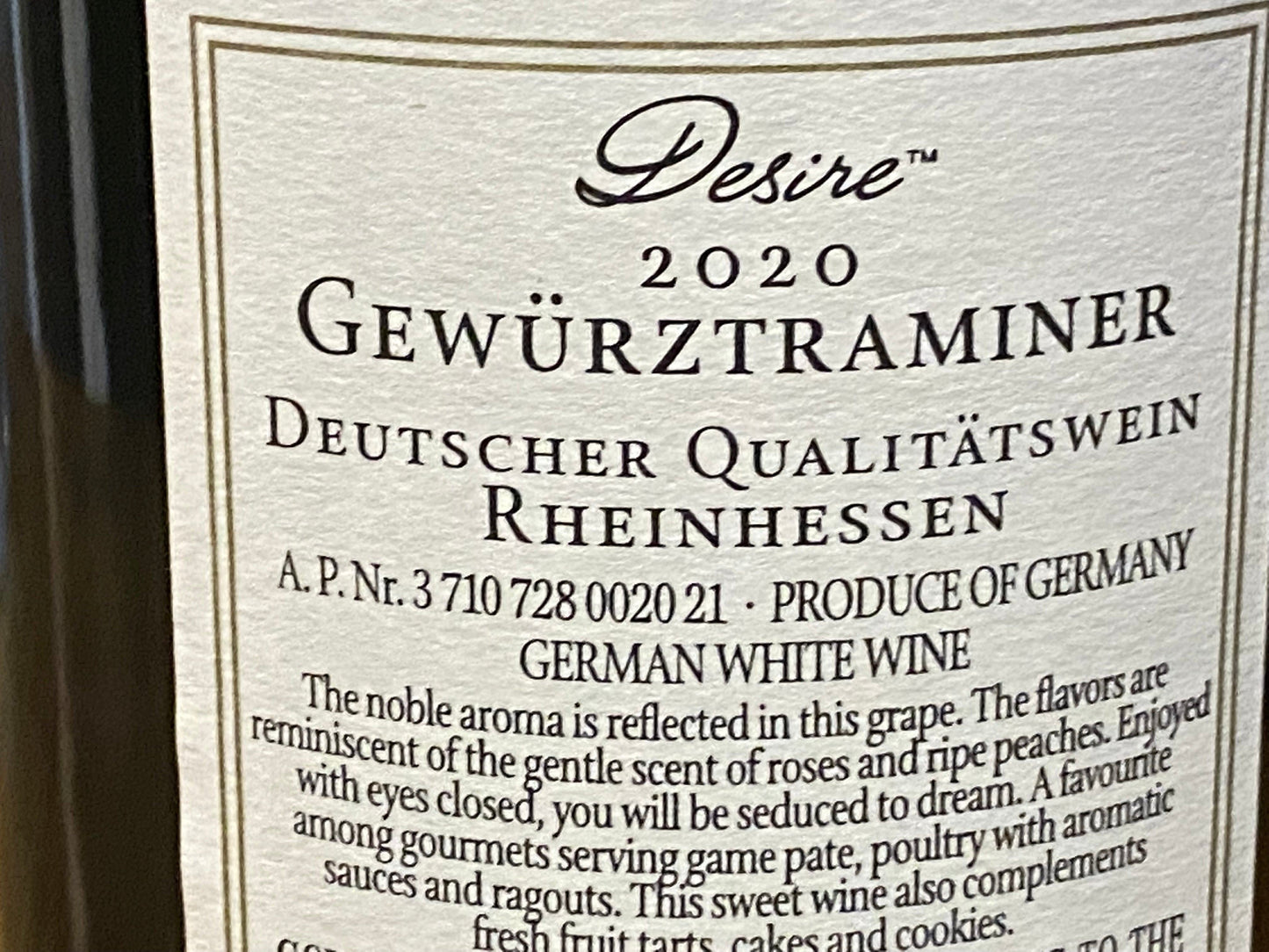Desire Gewurstraminer “2020” - Your Wine Stop   -   Denver, NC