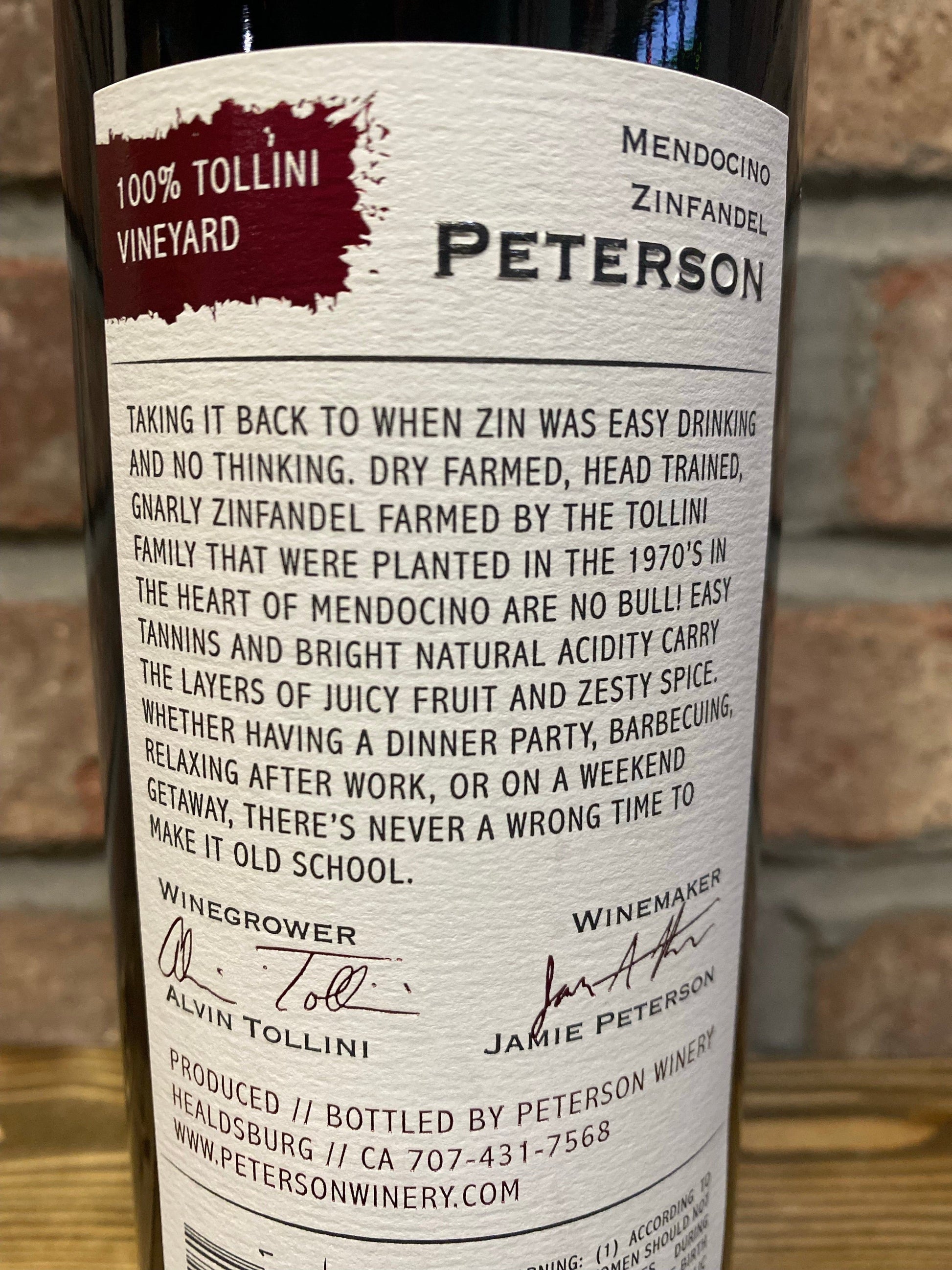 Peterson Tollini Vineyard Zin - Your Wine Stop   -   Denver, NC